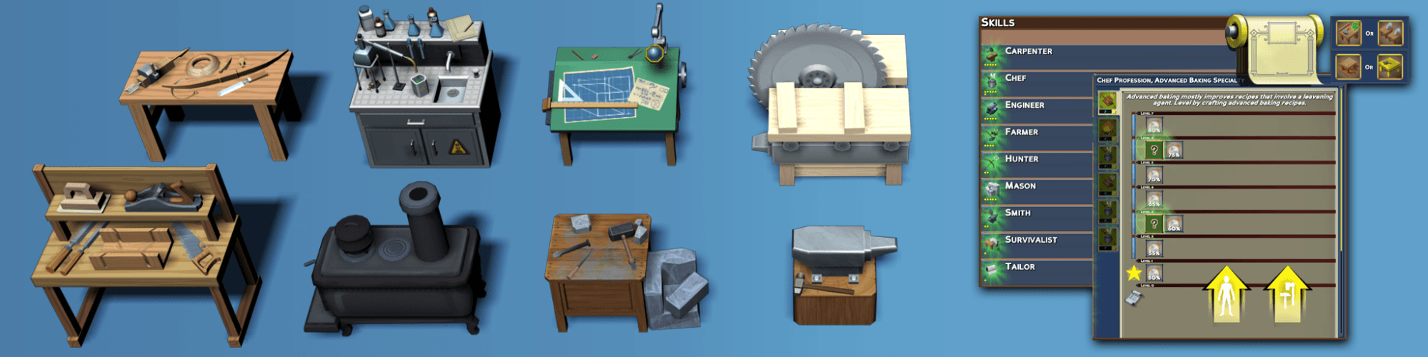 Interface des professions et ateliers dans ECO