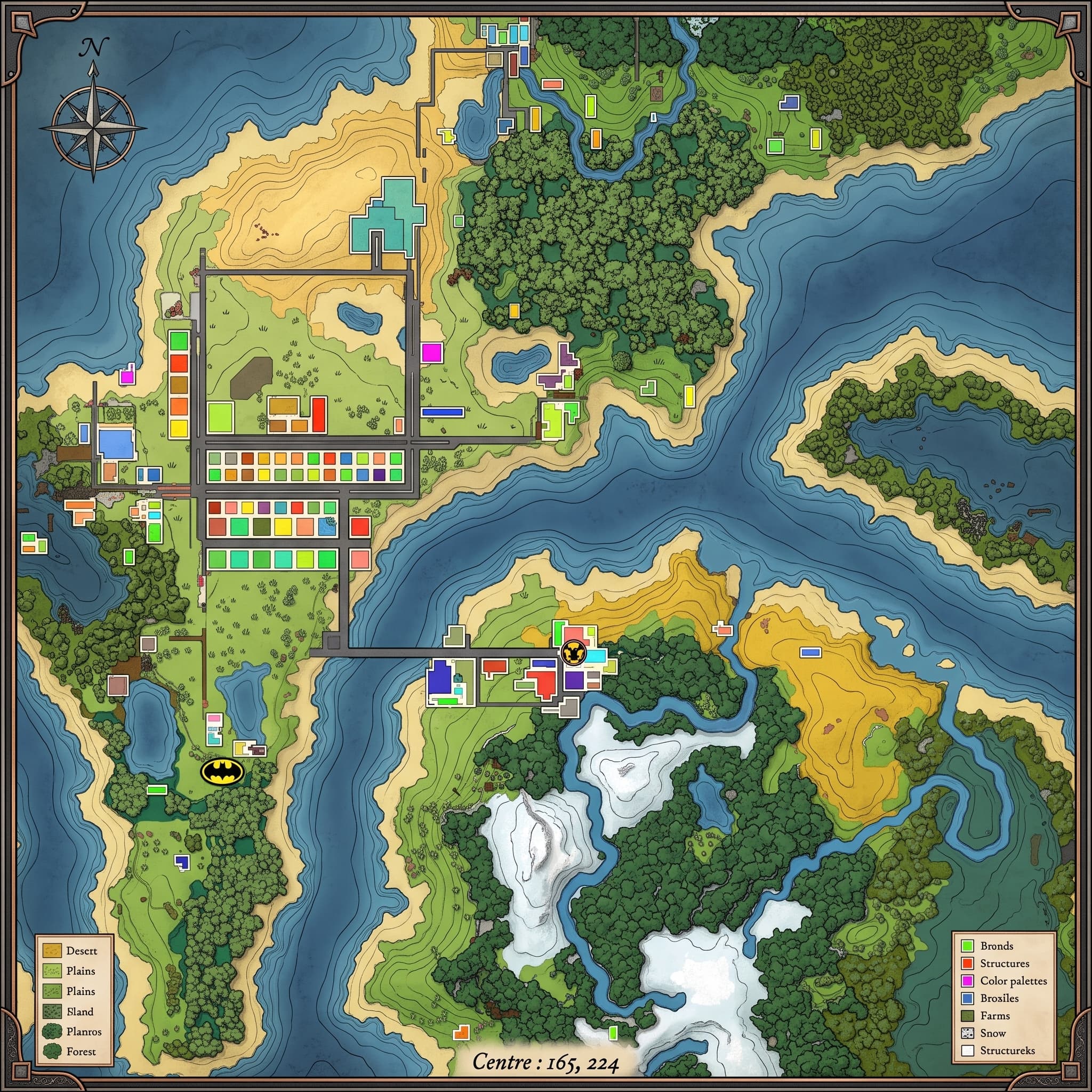 Carte illustrée complète du Cycle 1 et plan de la capitale